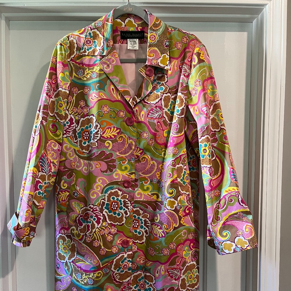 Harve Benard Pink Paisley Trench Coat